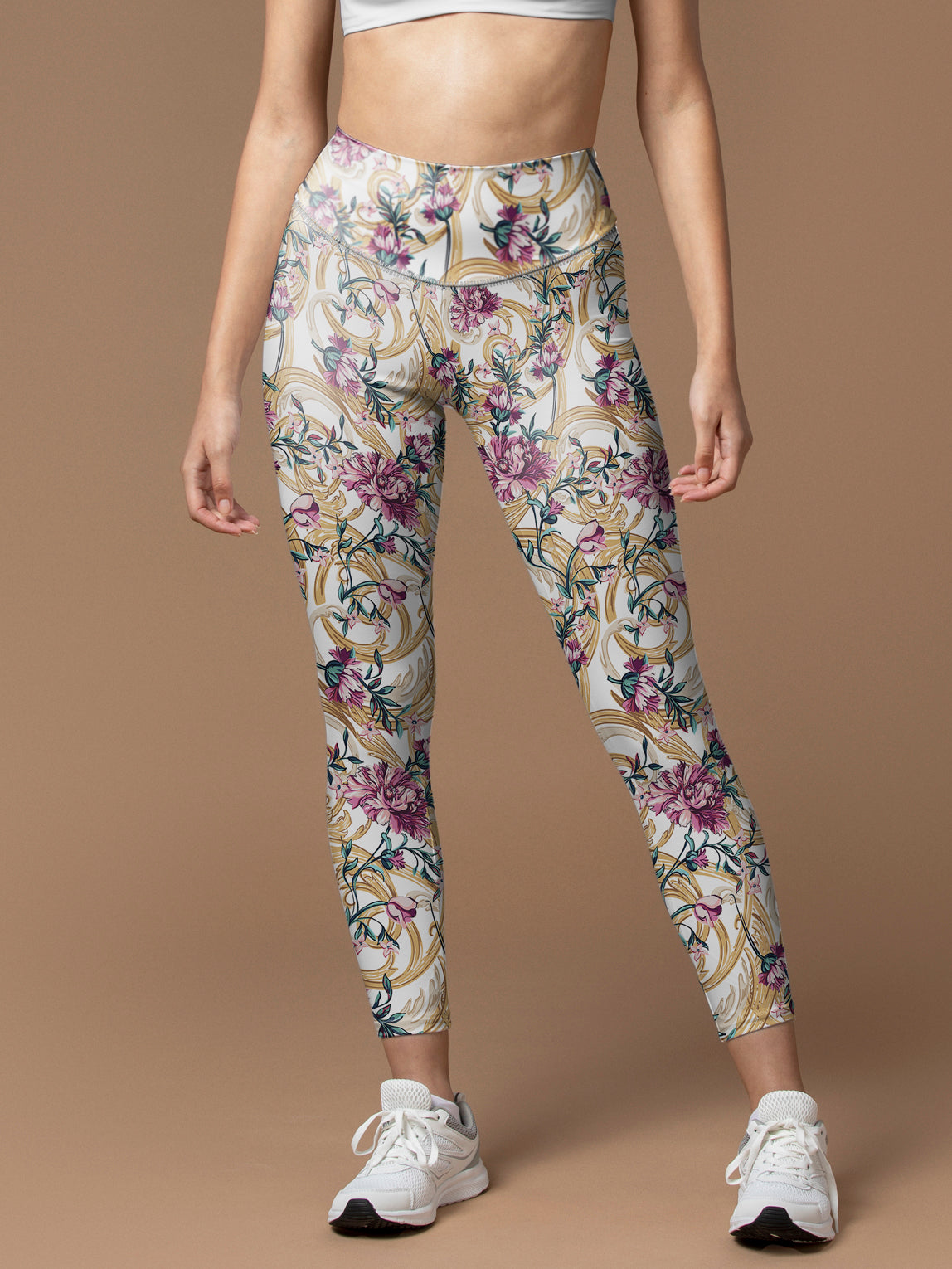 Flower peony metal ornament leggings