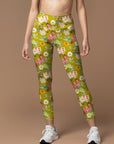 Flower white nude pastel colors watercolor floral leggings