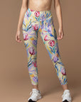 Flower watercolor hand painted tulips leggings
