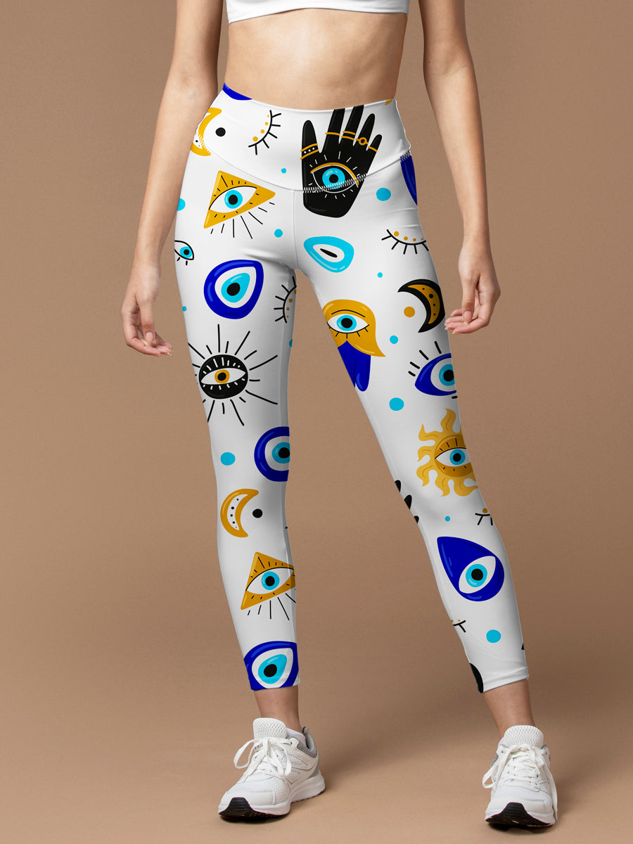 Evil eye print design leggings