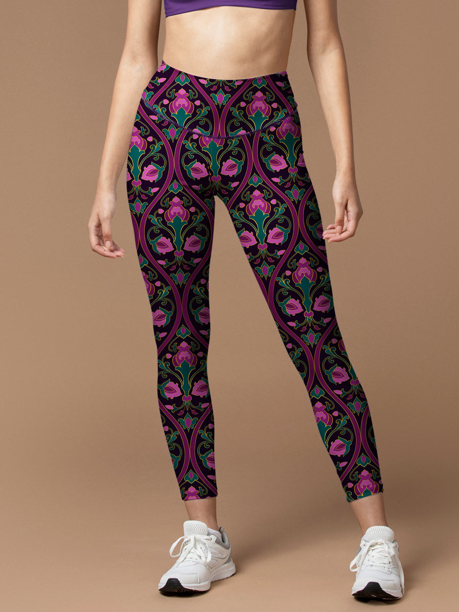 Purple ethnic print design leggings