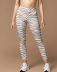 Animal zebra print gray beige leggings