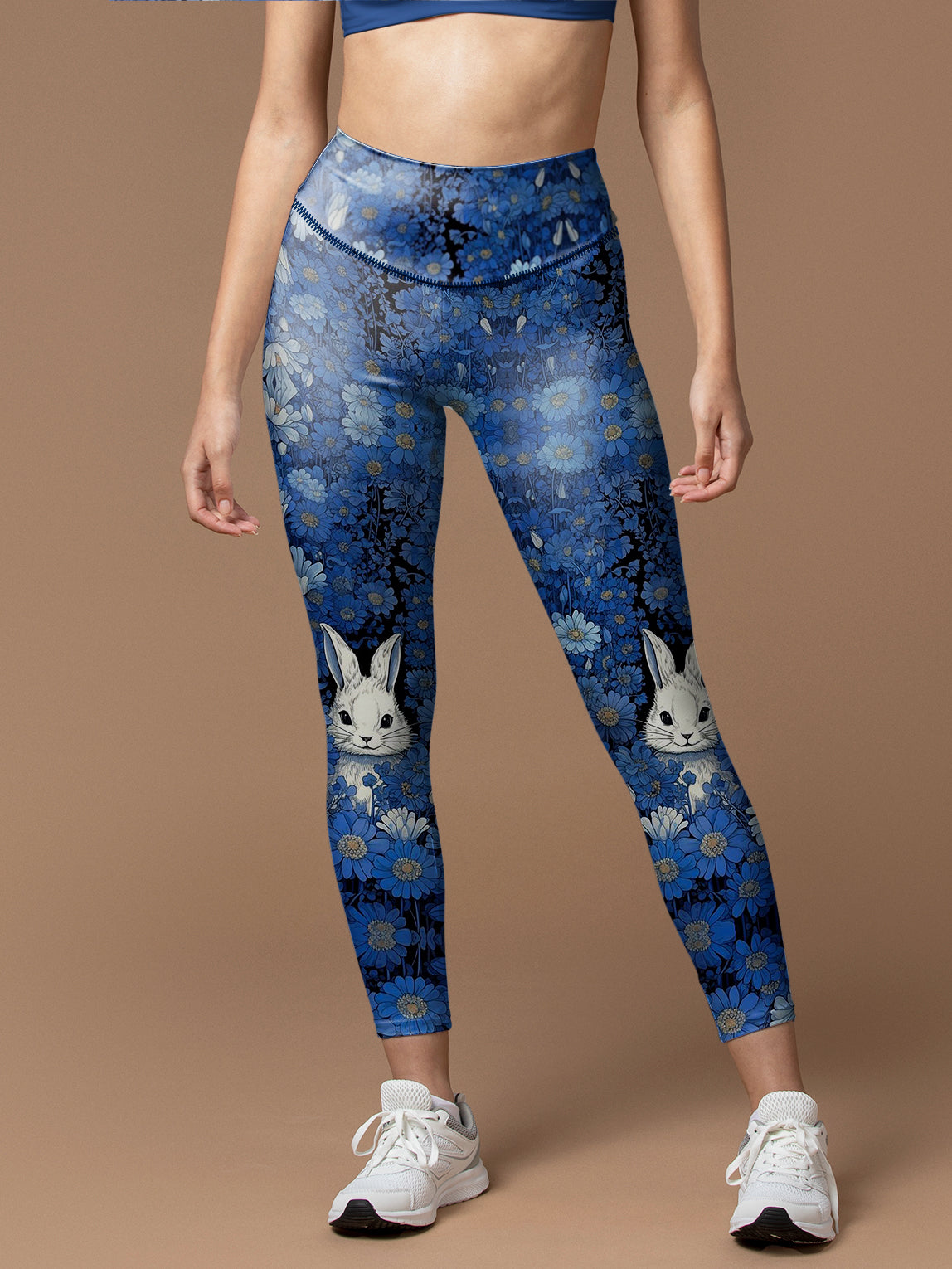 Animal rabbit in field of flowers leggings