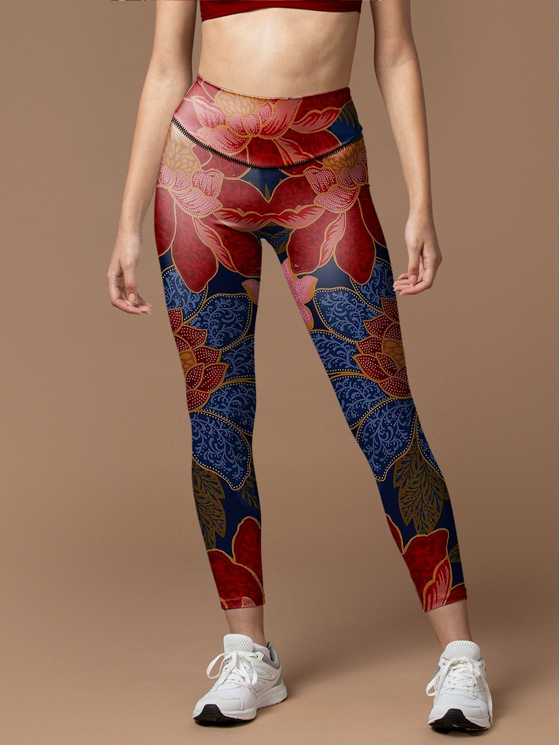 Flowers colorful lotus leaves antique pattern leggings