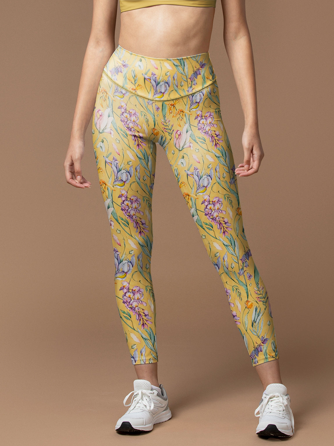 Watercolor whimsy meadow wildflowers leggings
