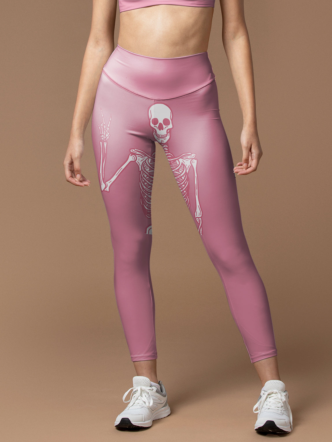 Halloween skull love shaped pink legging