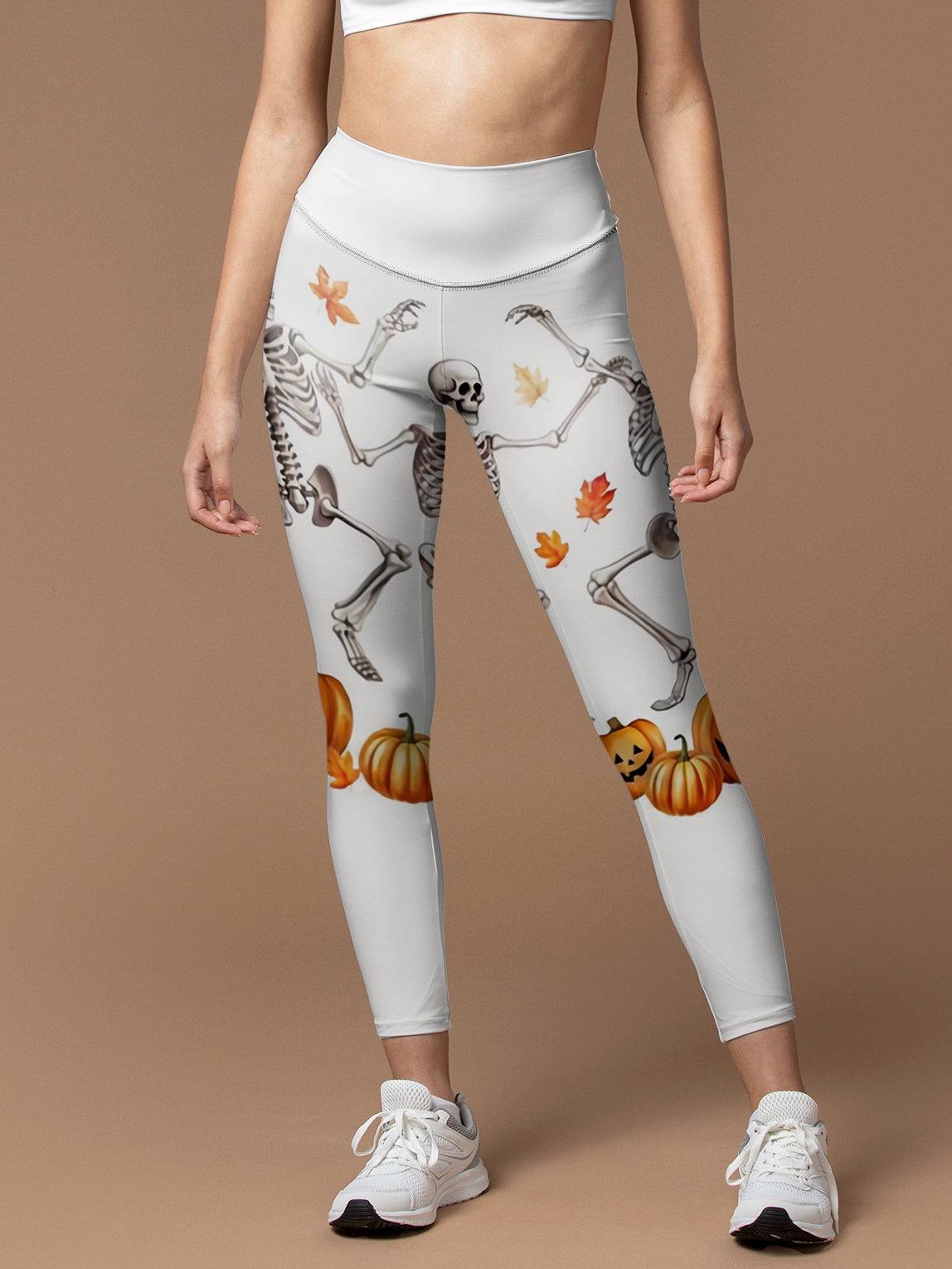 Halloween skeleton dancing pumpkin leggings