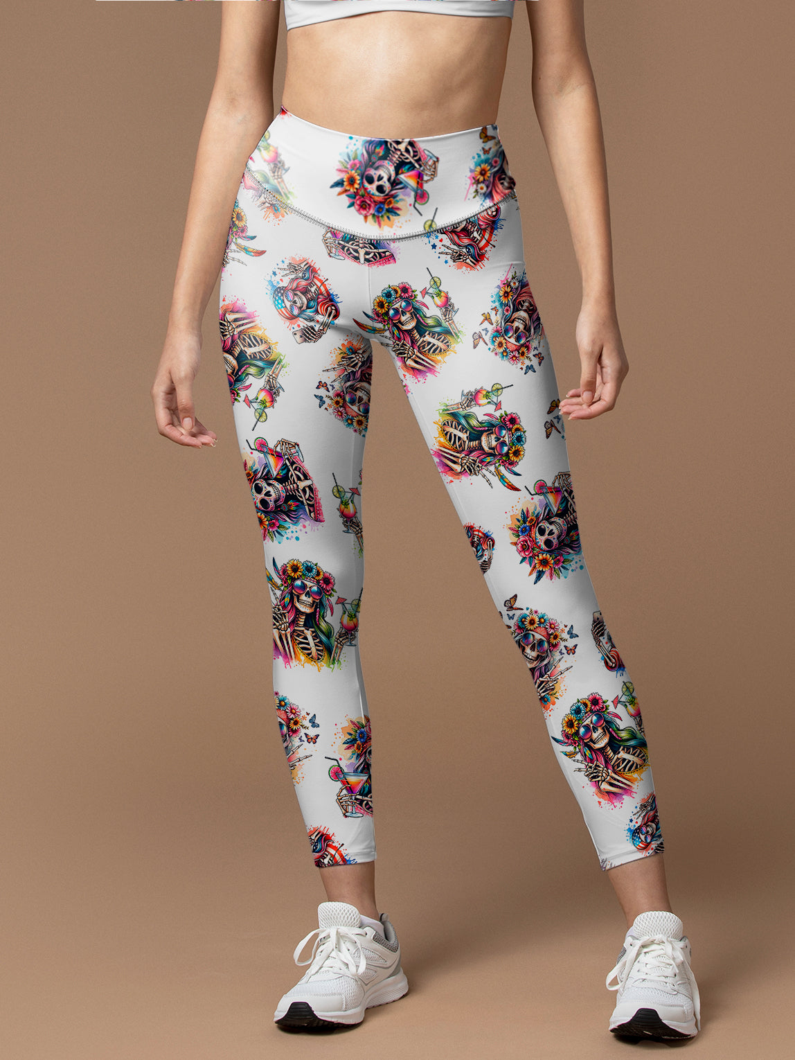 Skull with flowers and butterfly leggings