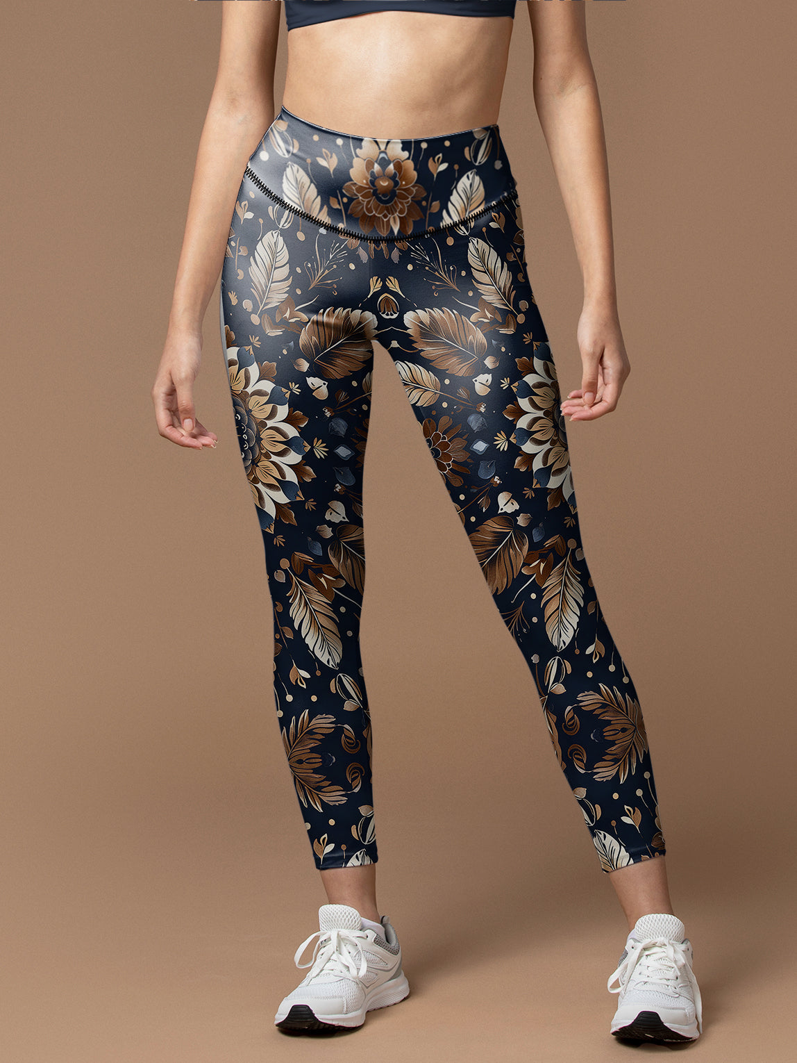 Vintage baroque floral feather ornament leggings