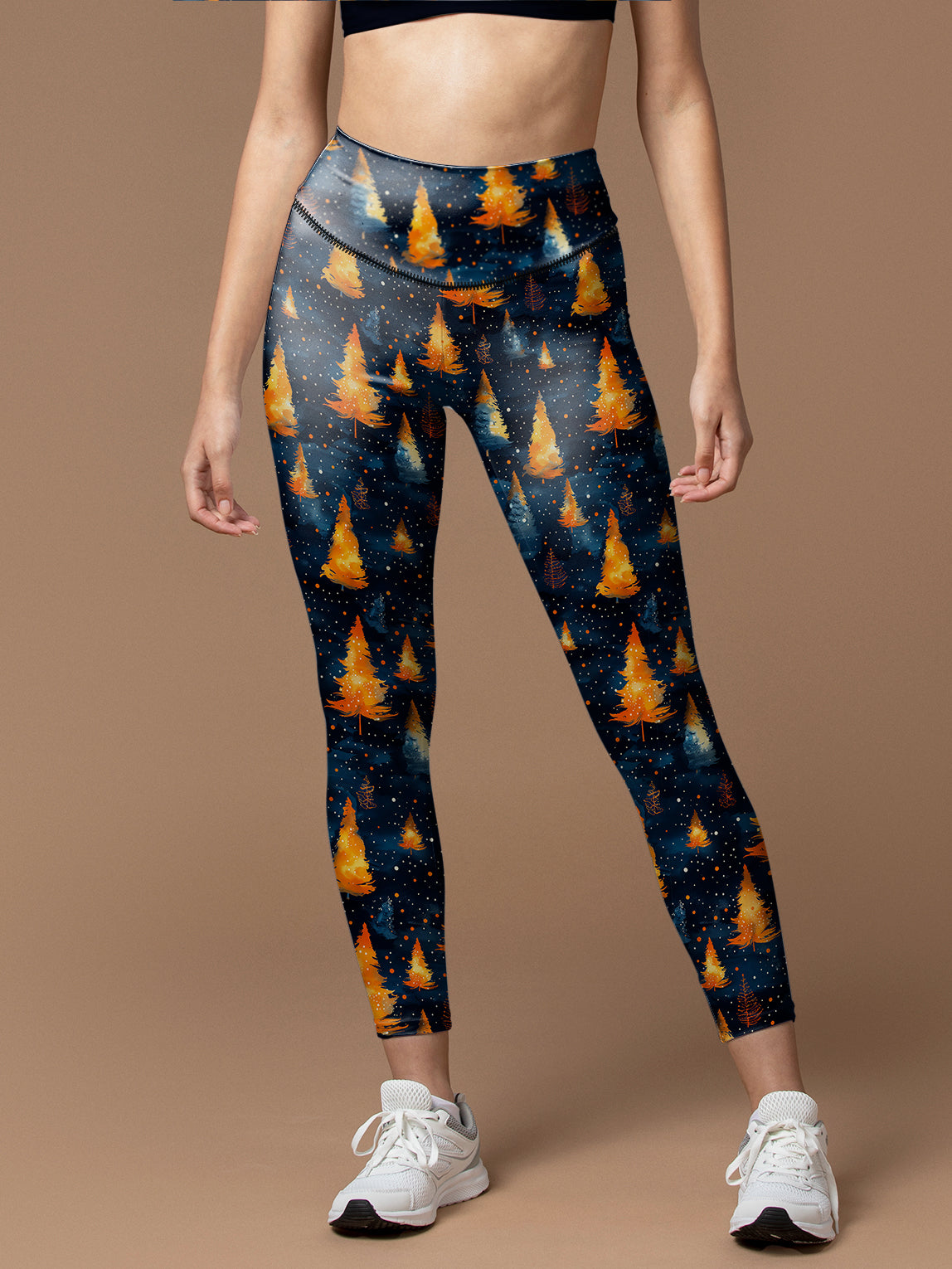 Magical colorful christmas trees leggings