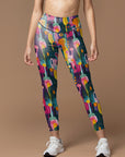 Colorful and playful abstract gouache forest illustration leggings