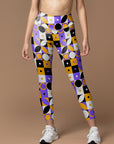 Geometric modern pattern abstract rings circles stars leggings