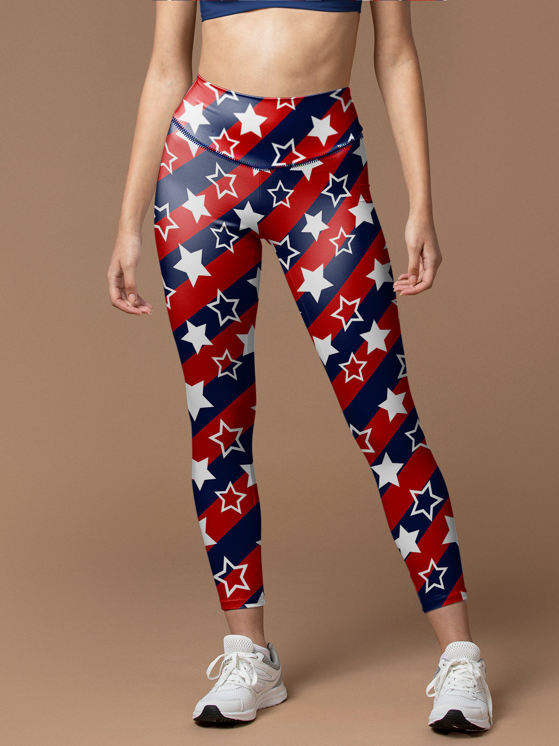 Abstract star flag colors blue red white colors leggings