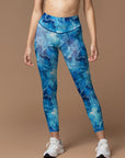 Abstract watercolor blue water ripples leggings