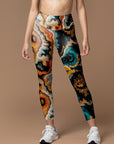 Vibrant agate pattern tie dye water ripple leggings