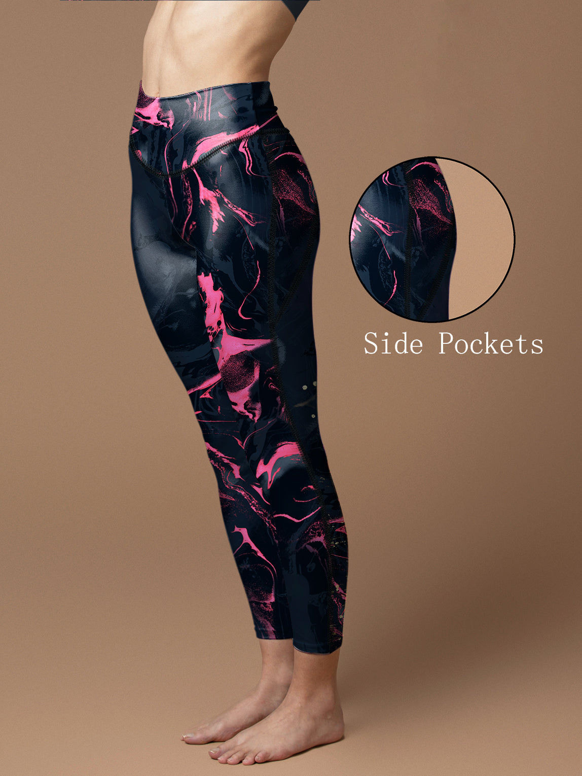 Tie dye pink smudged water ripple leggings