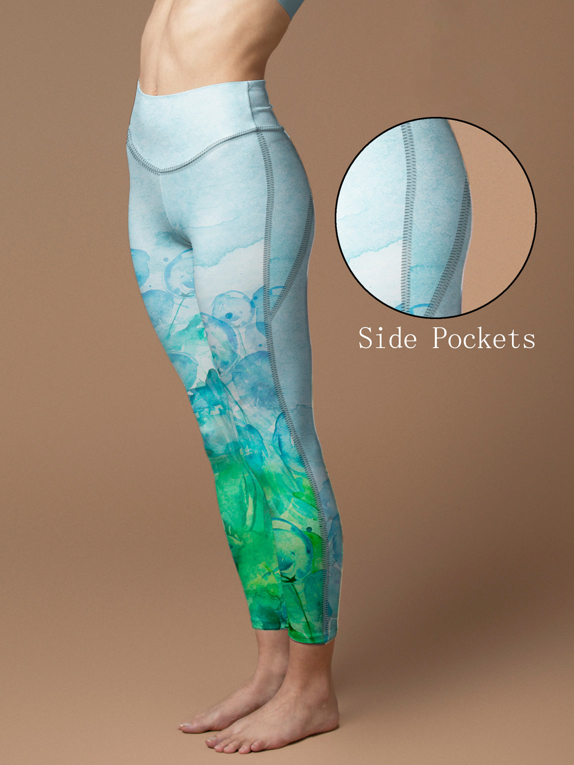 Botanical watercolor woods green leggings
