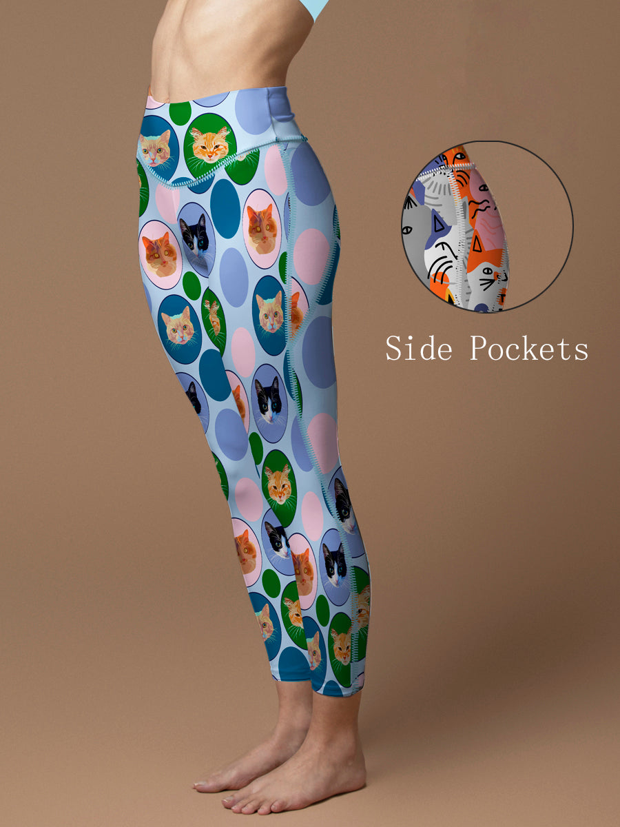Animal colorful cat avatar leggings