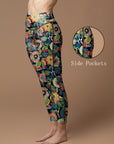 Flowers hand drawn colorful wildflower leggings