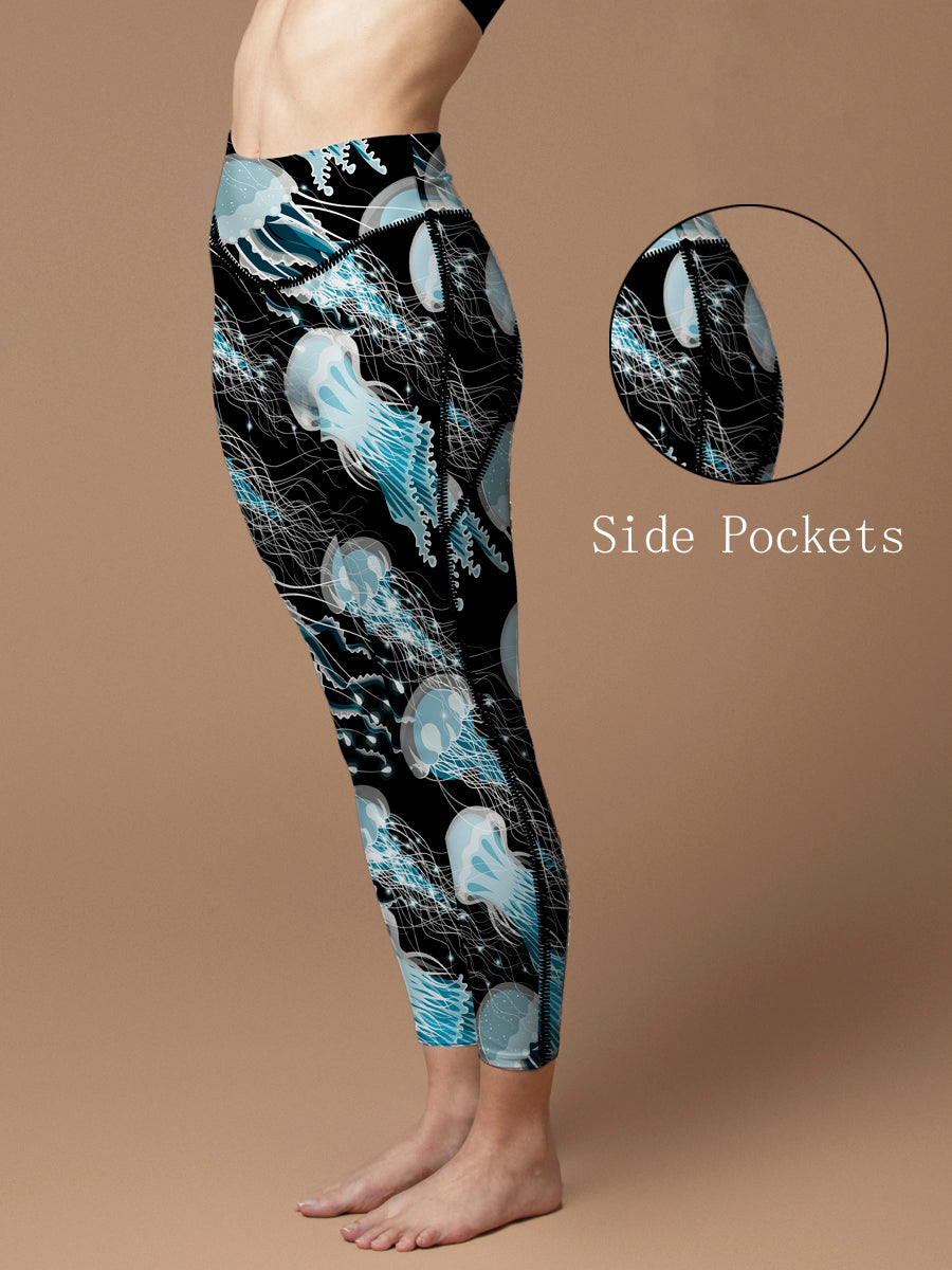 Ocean fantasy glowing jellyfish leggings