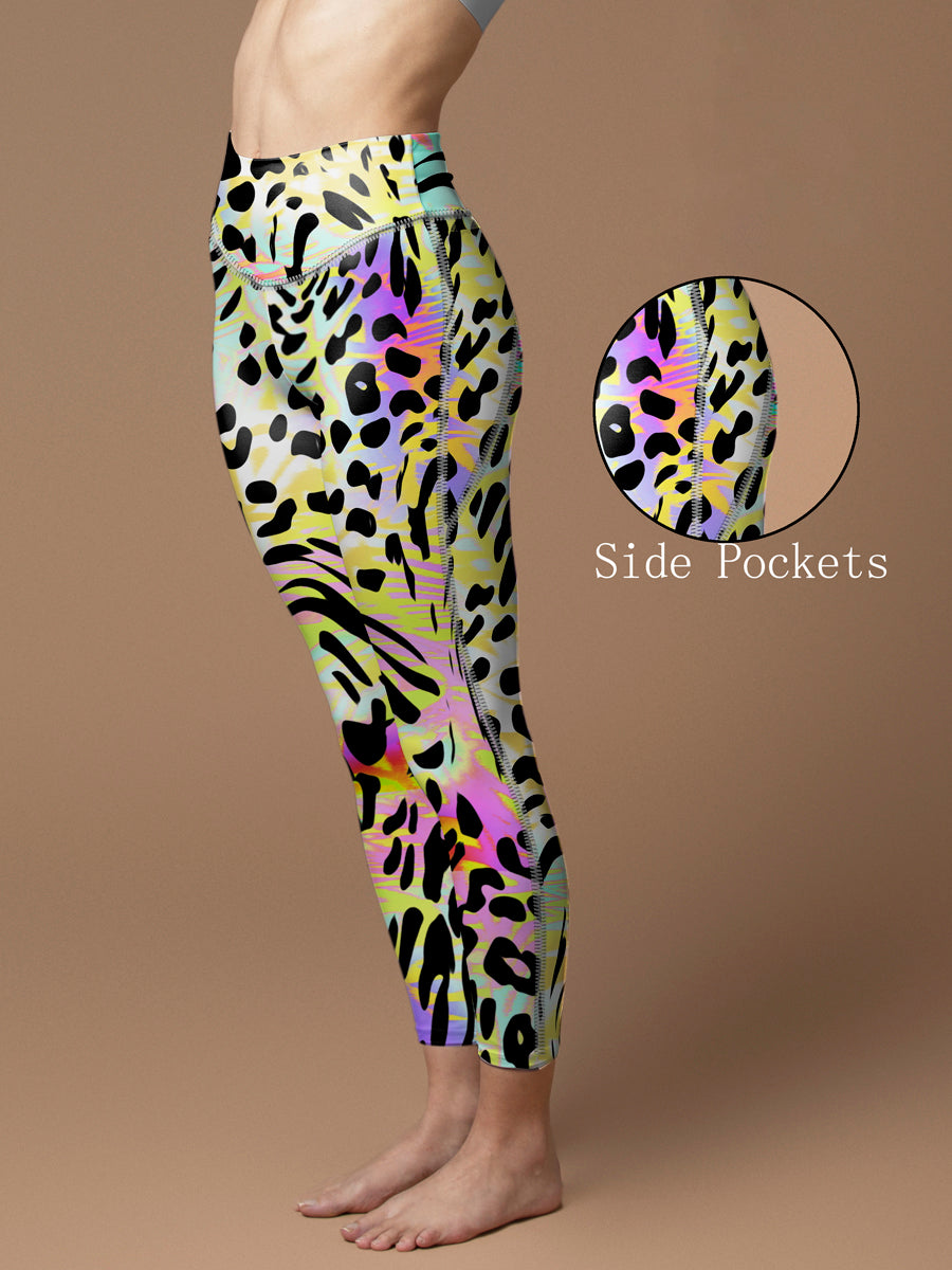 Animal leopard print colorful psychedelic leggings
