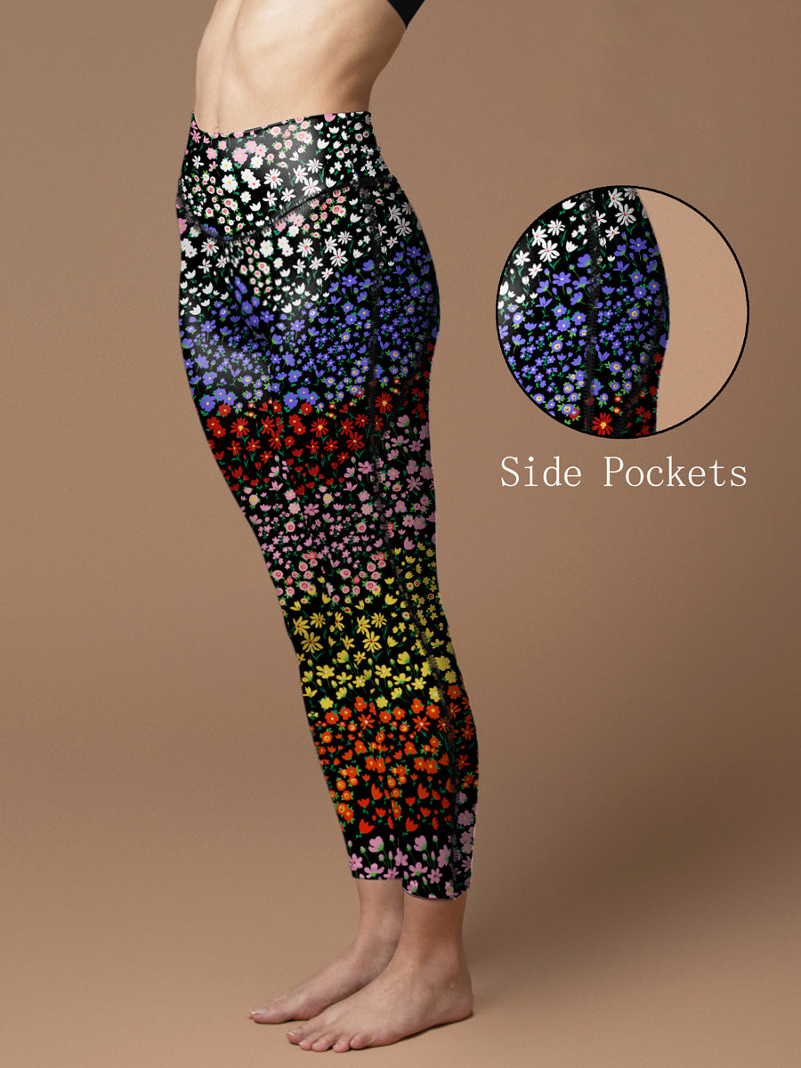 Flower colorful ditsy floral patchwork leggings