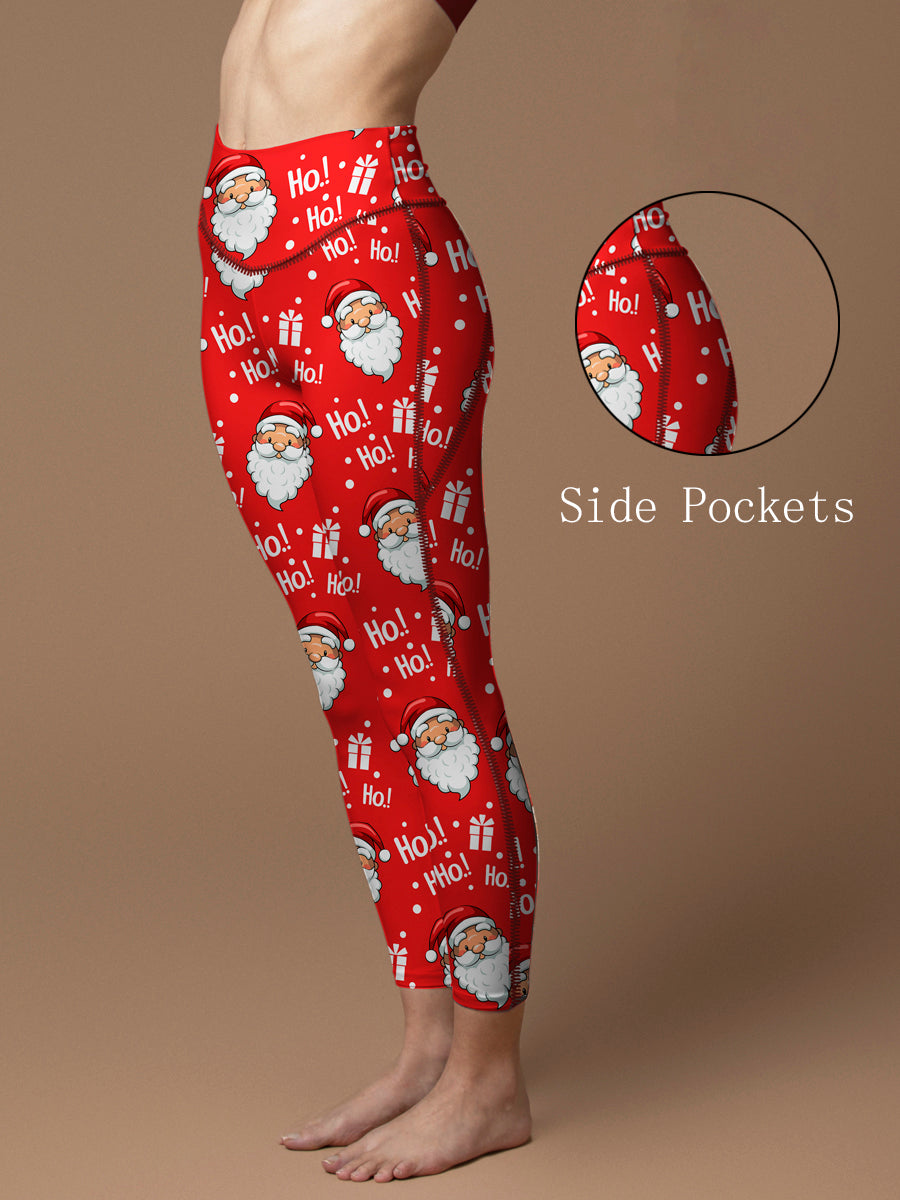 Christmas head santa claus leggings