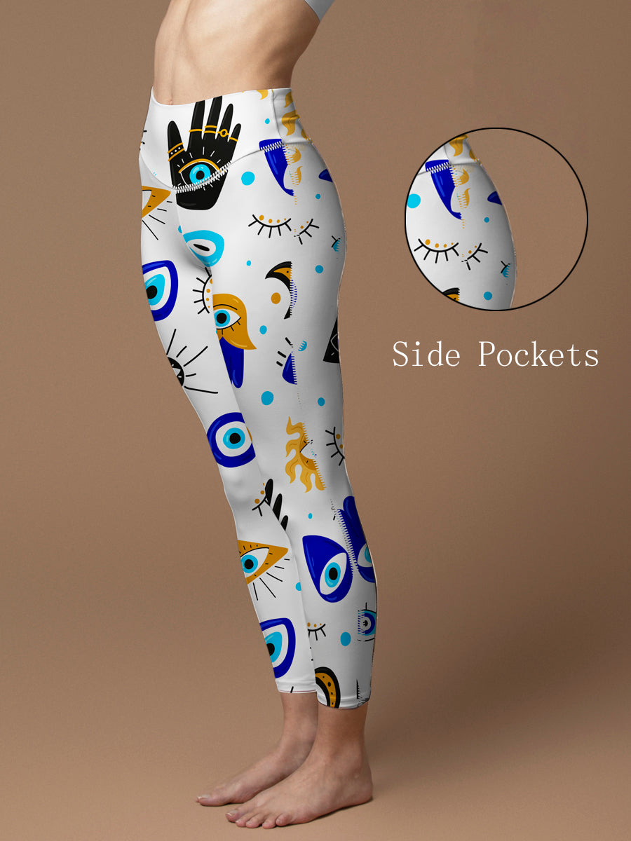 Evil eye print design leggings