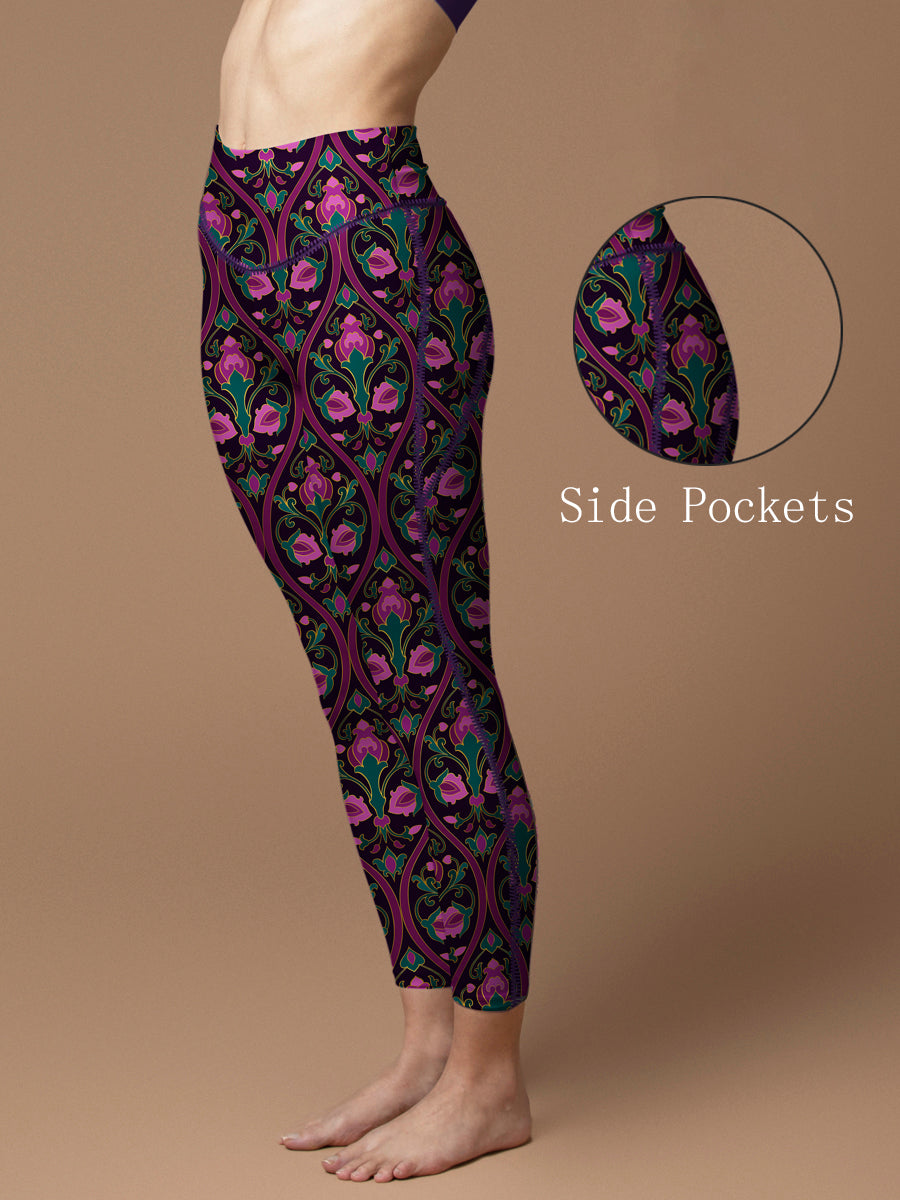 Purple ethnic print design leggings