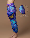 Tie dye water ripple gilt blue and purple leggings