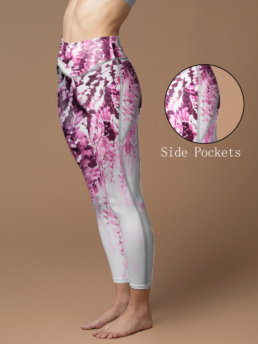 Flower watercolor purple wisteria leggings