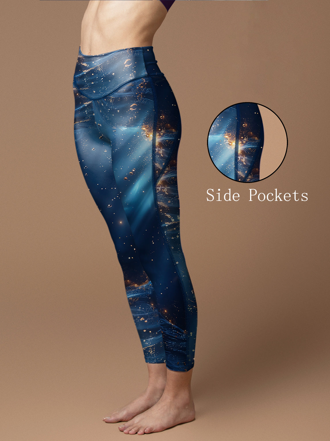 Gold shining through the sea surface water ripple leggings