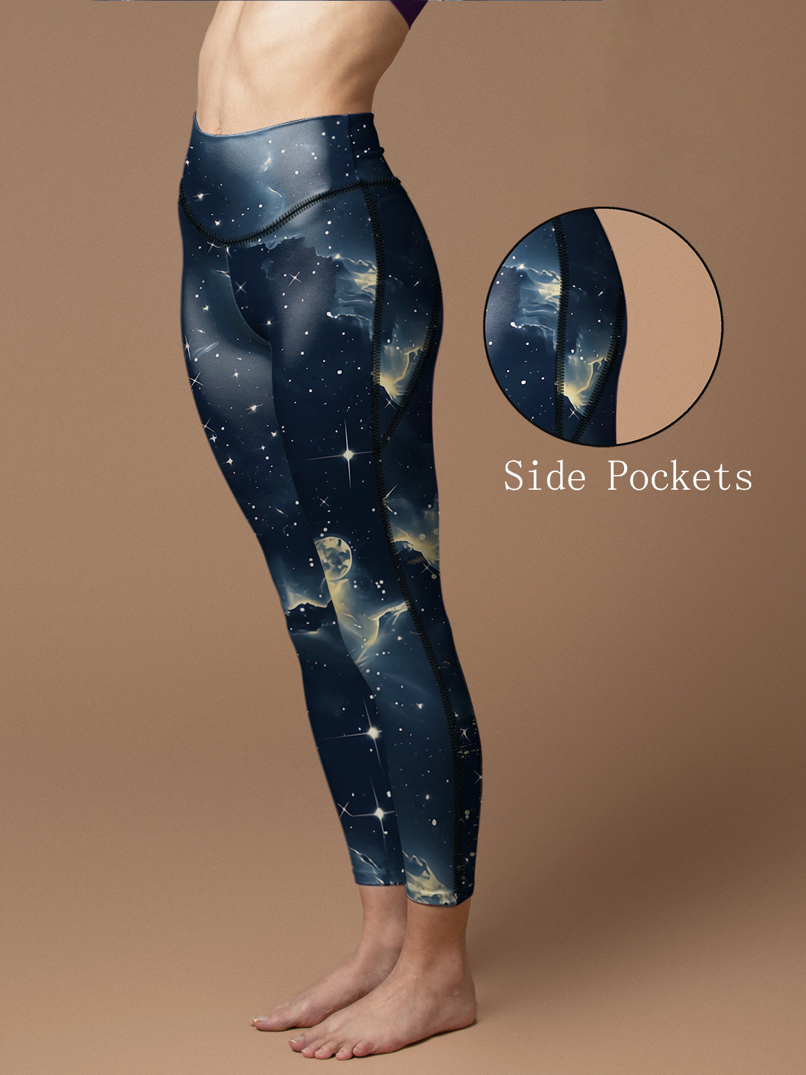 Starry sky moon dark blue leggings