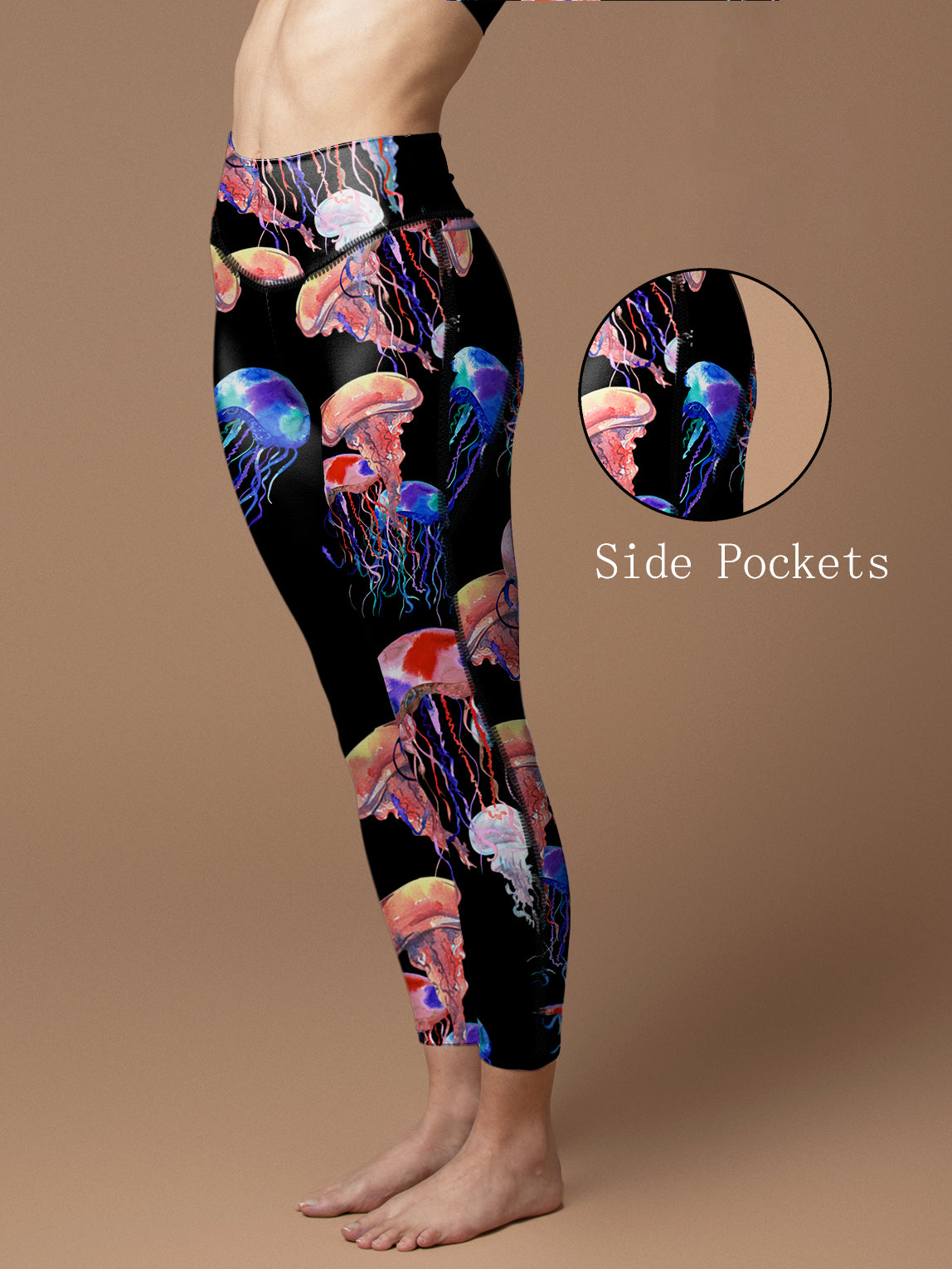 Ocean neon colored jellyfish leggings