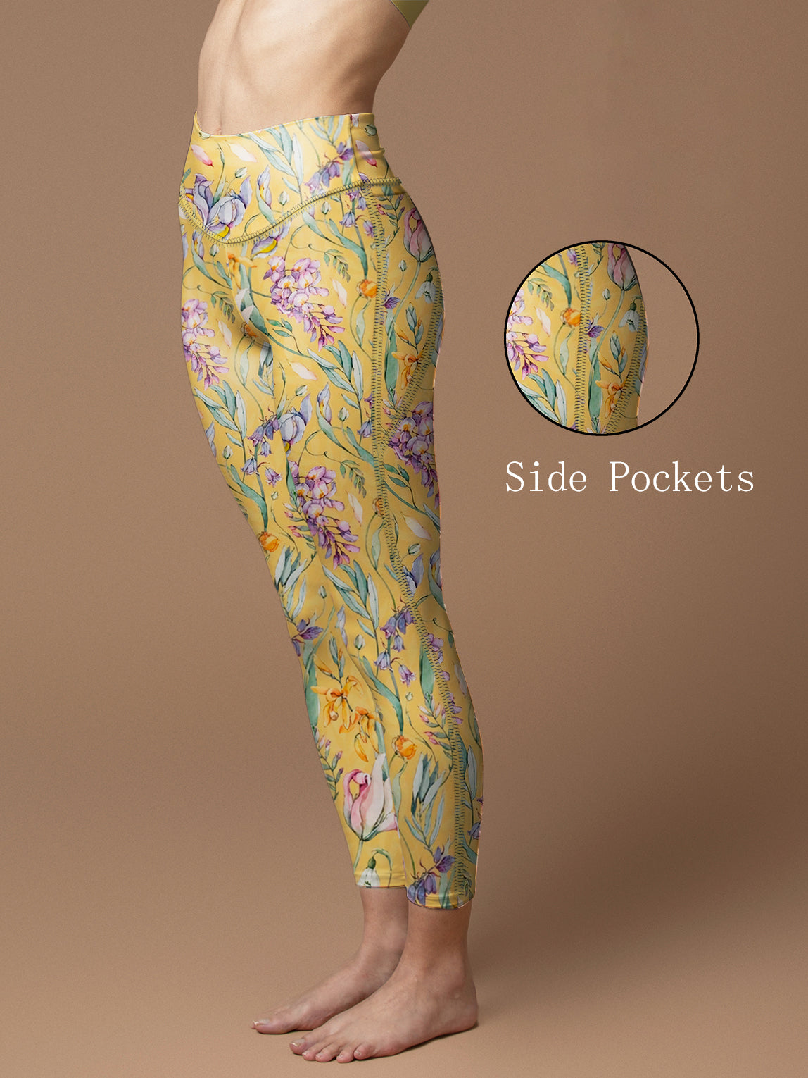 Watercolor whimsy meadow wildflowers leggings
