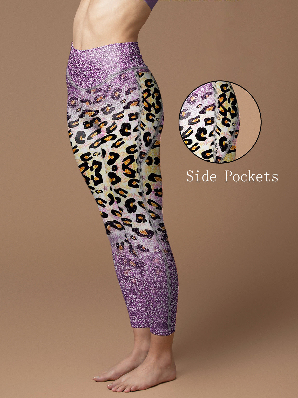Animal leopard purple glitter leggings