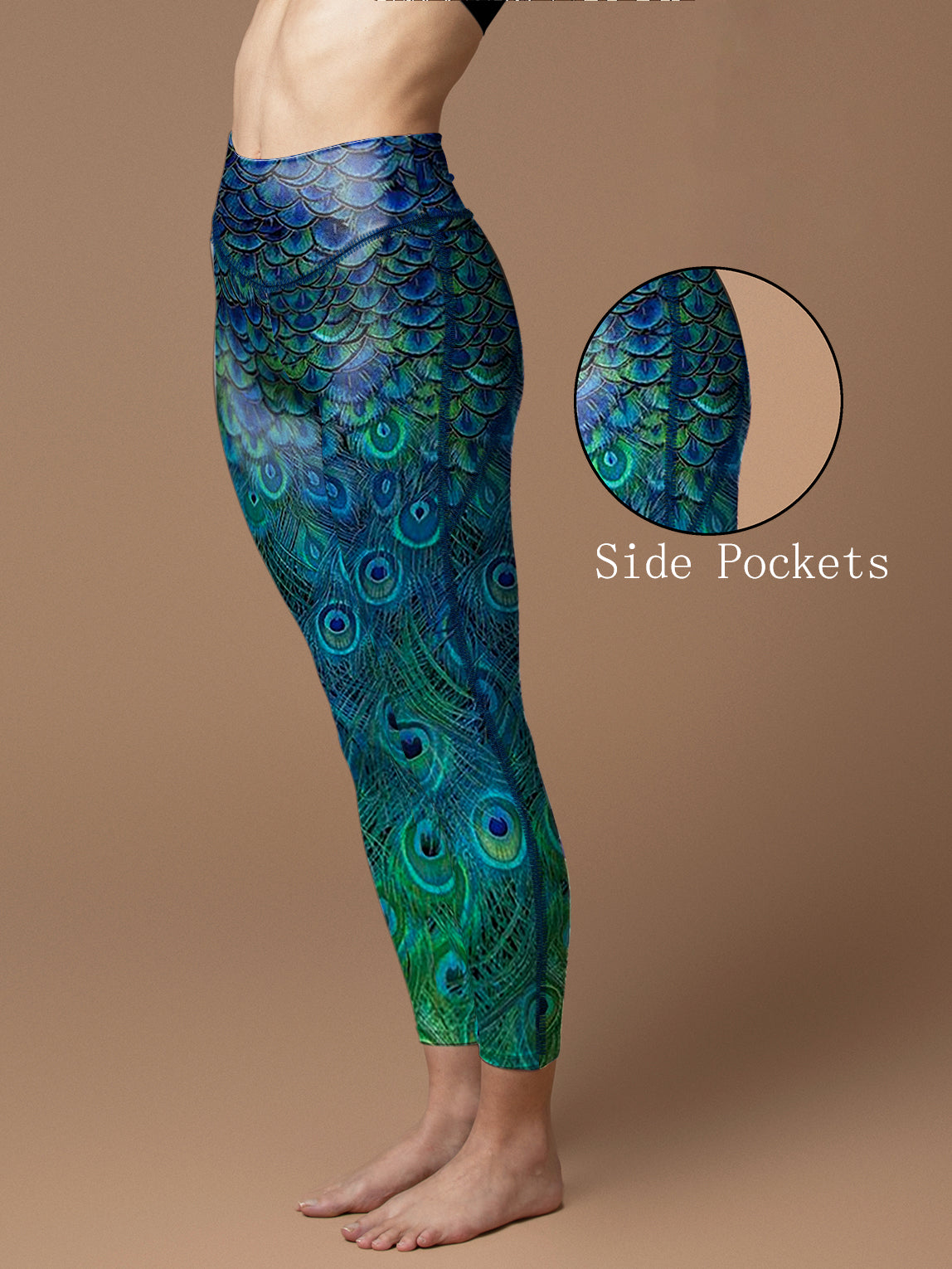 Animal blooming peacock feather leggings