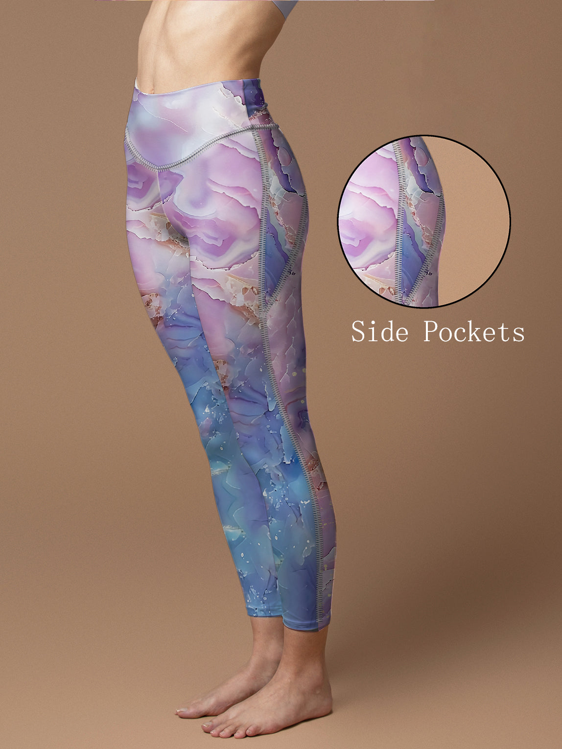 Abstract purple marble texture leggings