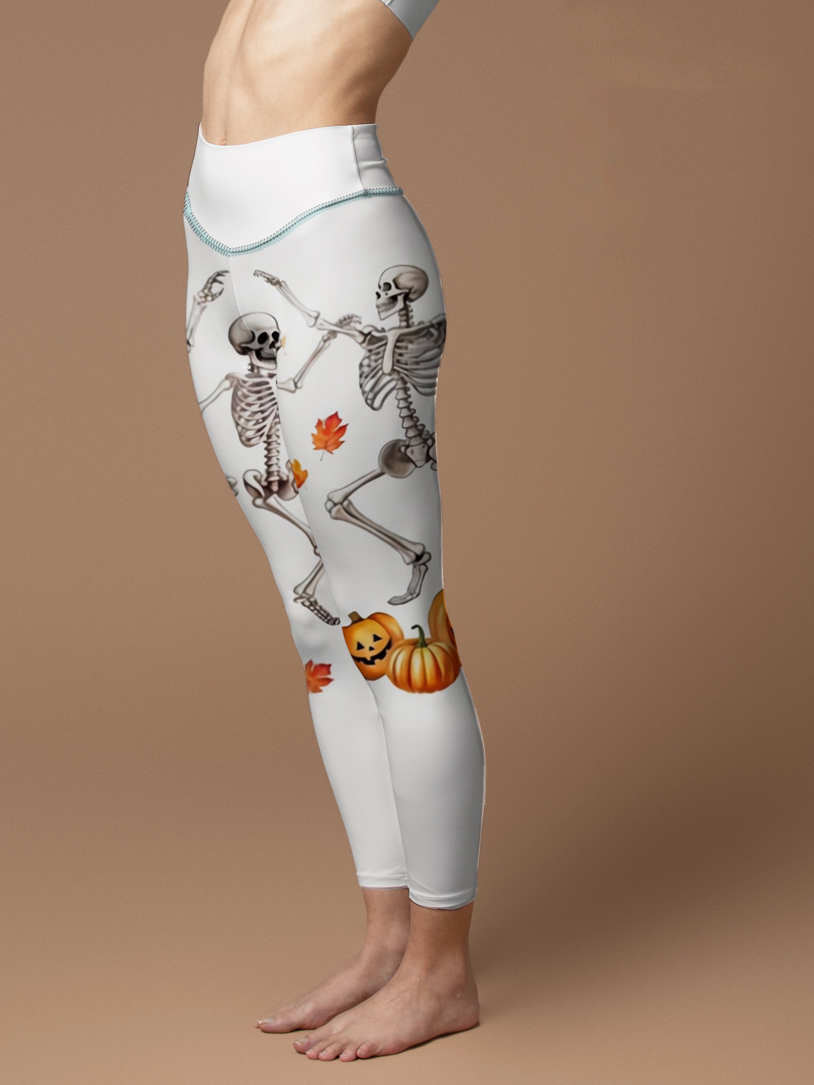 Halloween skeleton dancing pumpkin leggings