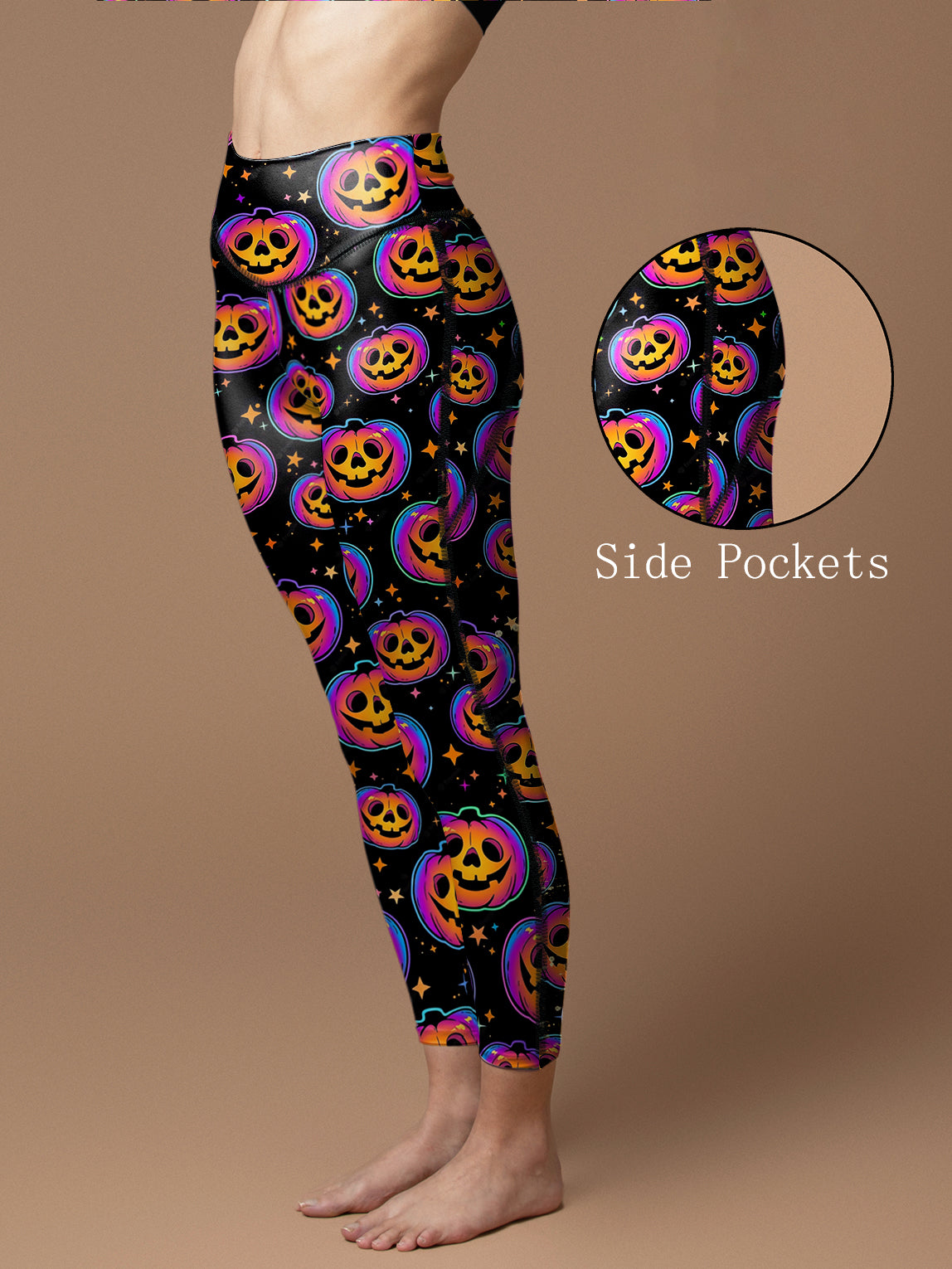 Haloween cool multicolored pumpkins leggings