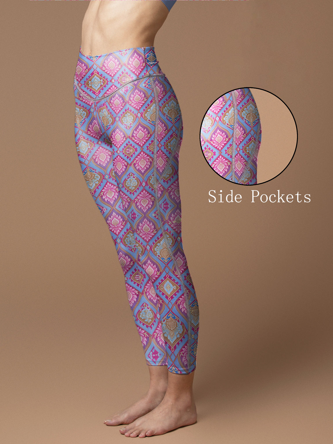 Thai traditional art seamless pattern purple leggings