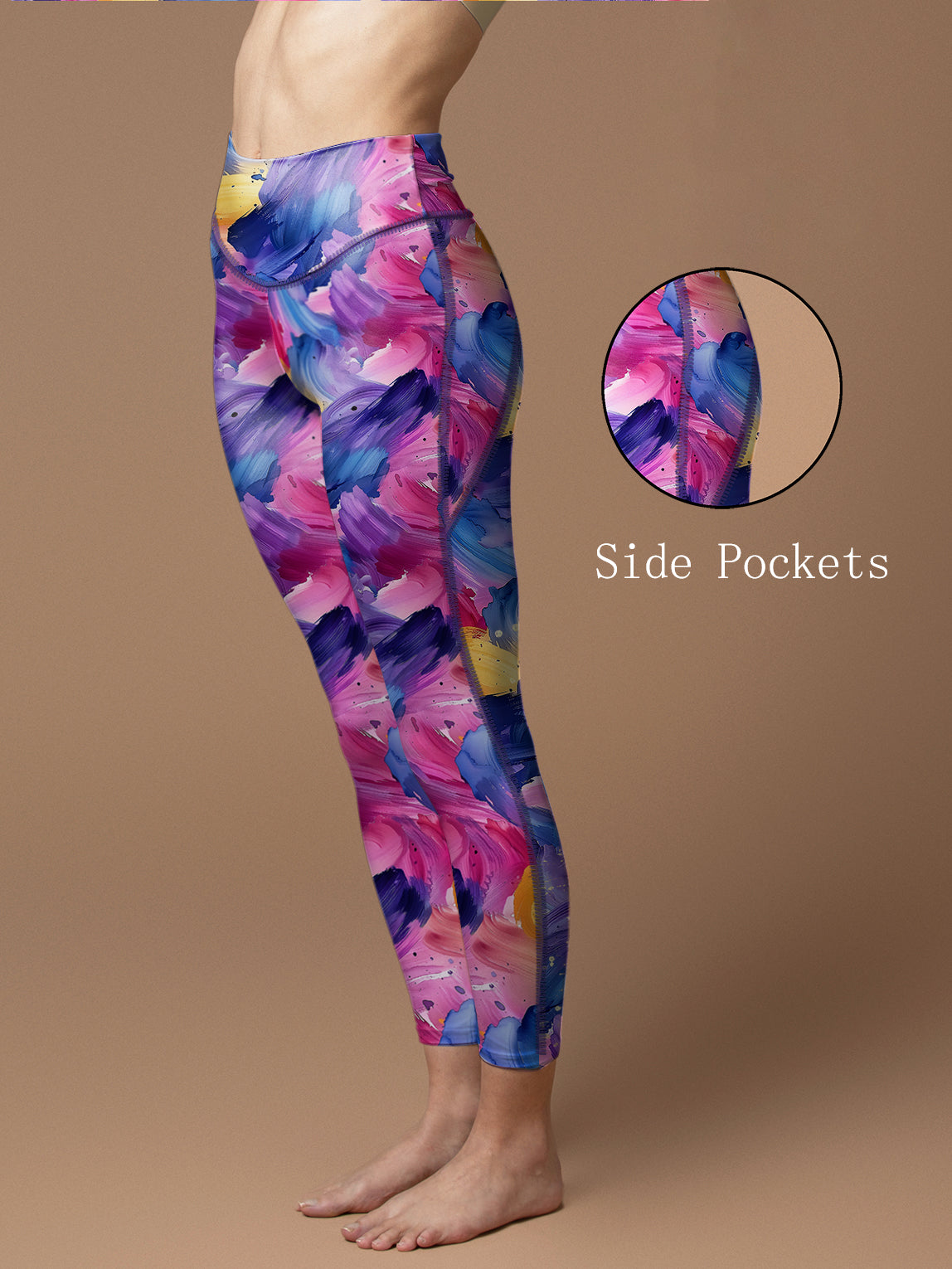 Abstract colorful oil paint smear texture leggings