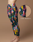 Colorful and playful abstract gouache forest illustration leggings