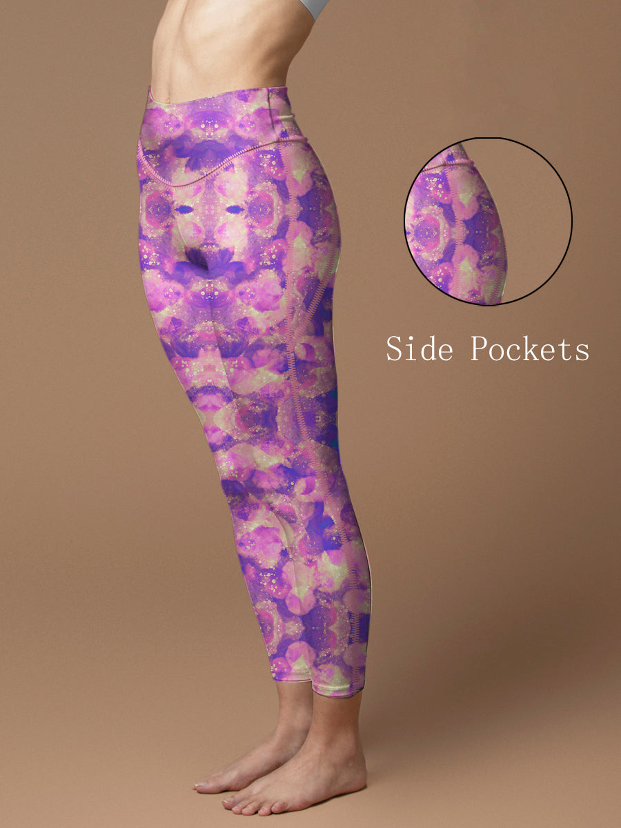 Abstract purple graffiti sequin leggings