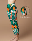 Botanical monstera leaf flower leggings