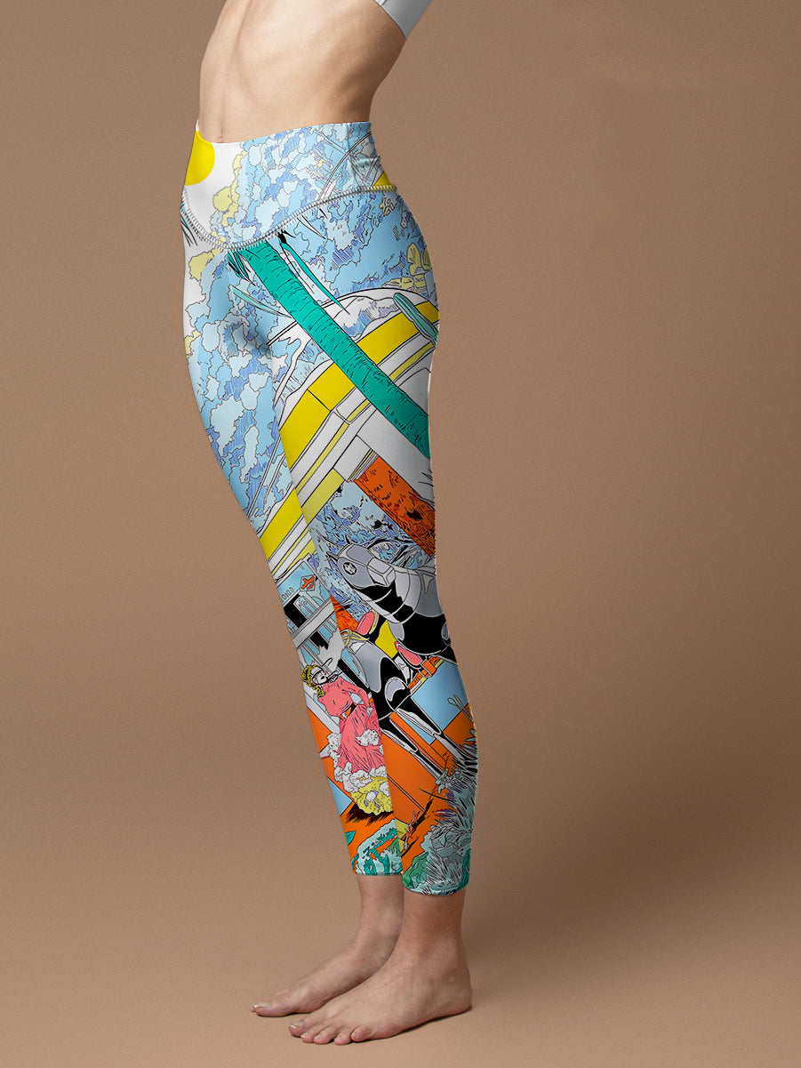 Botanical forest racecourse print yoga leggings