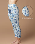 Animal tiger blue wild plants leggings