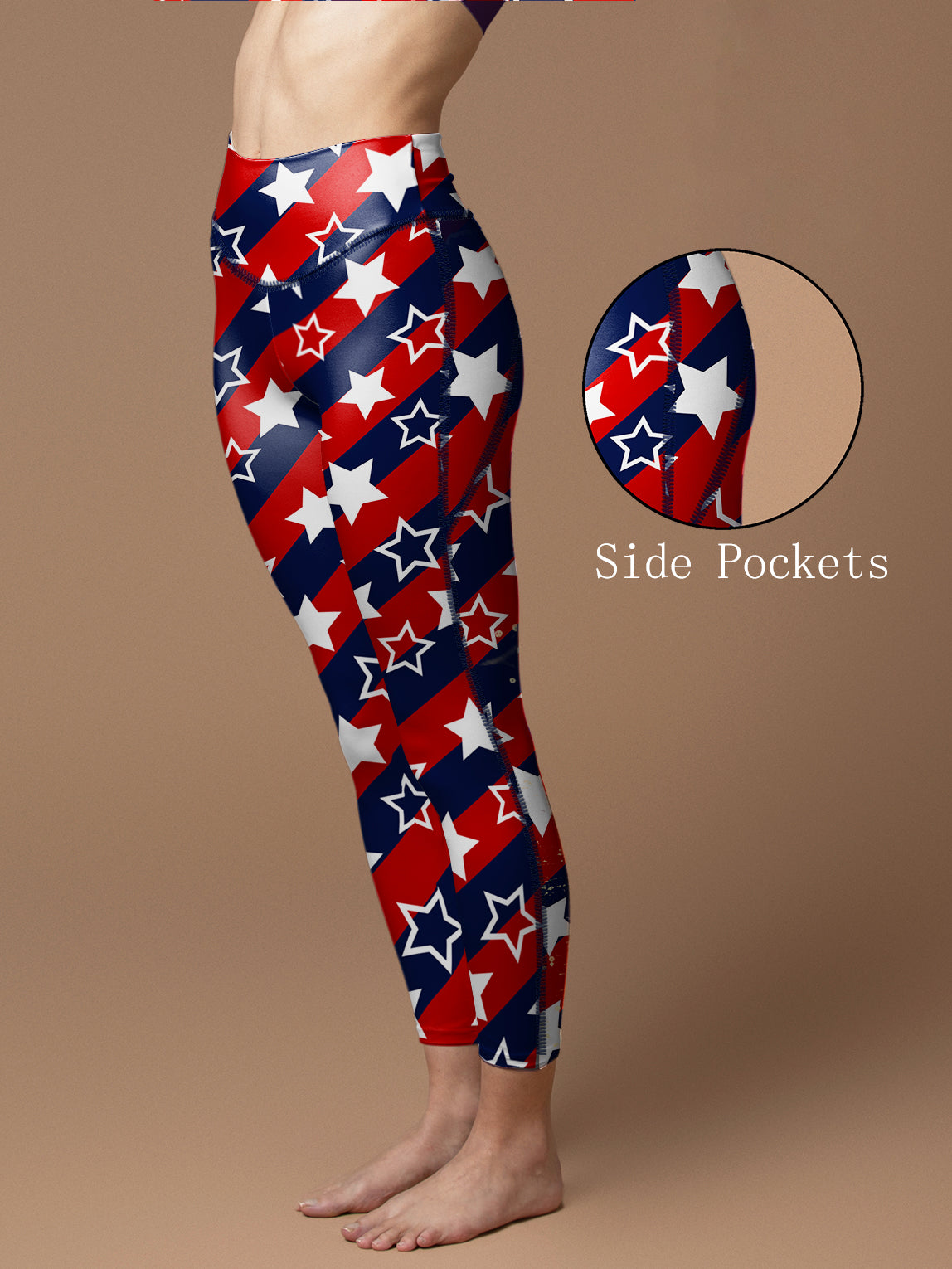 Abstract star flag colors blue red white colors leggings