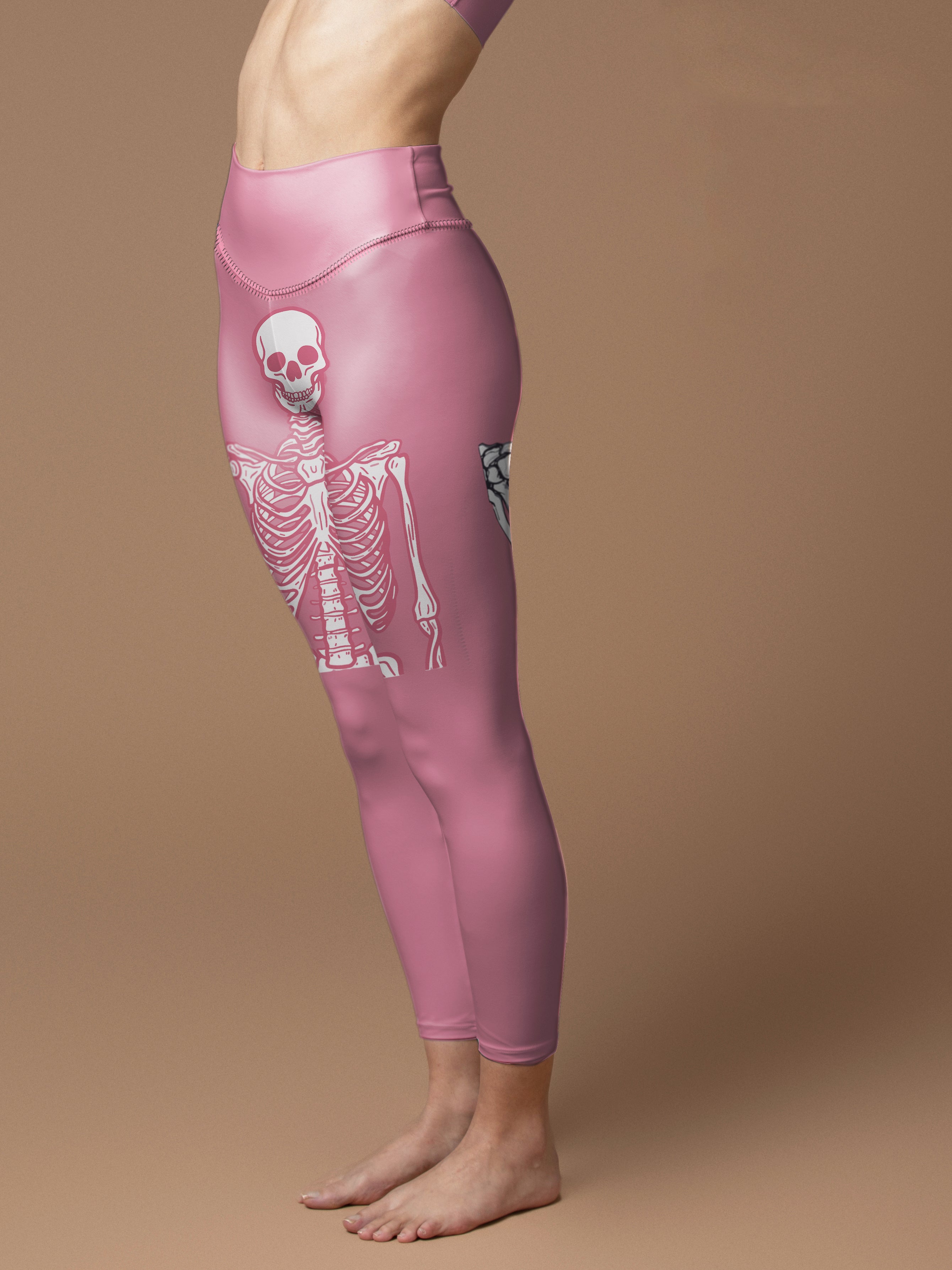 Halloween skull love shaped pink legging