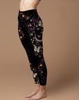 Colorful butterfly and moon bright watercolor galaxy leggings
